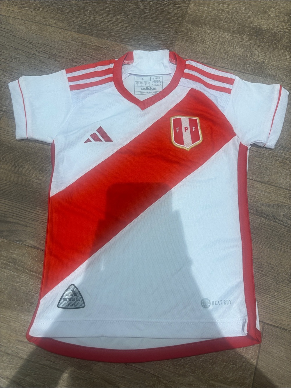 adidas White and Red Kids Peru Soccer Jersey